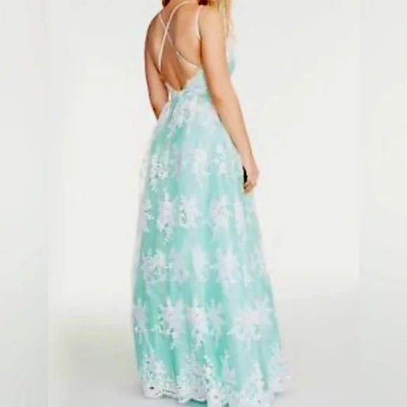 Sz 3/4 Mint Green Lace Prom Homecoming Pageant Bridesmaid Formal Gown Dress NWT